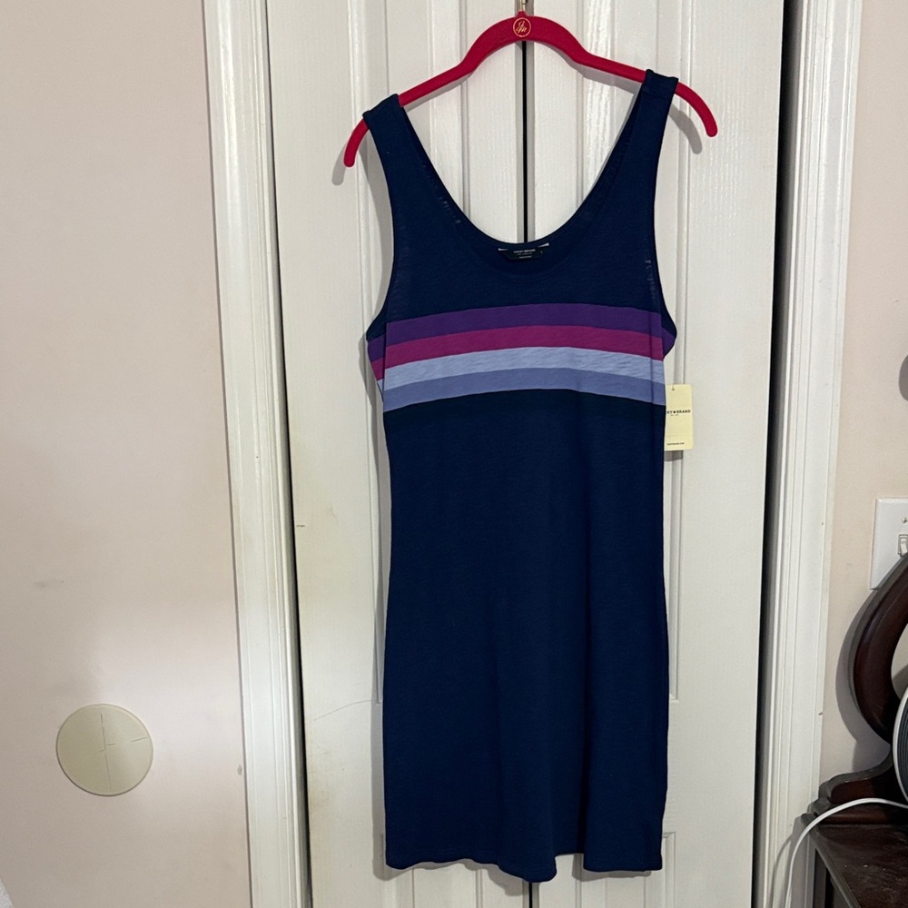 Lucky Brand Navy Dress with Purple and Lavender Stripes
